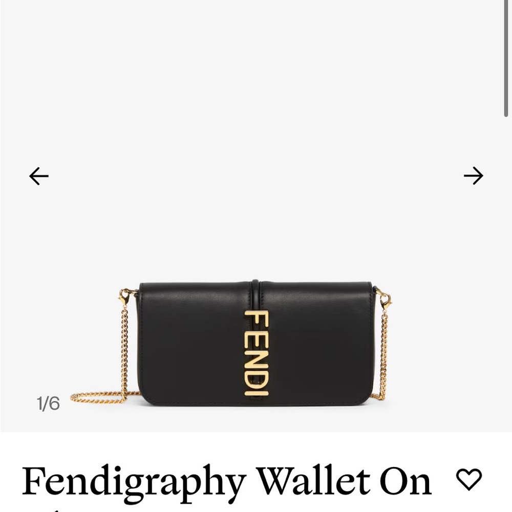 Fendi Black Wallet with Gold Chain